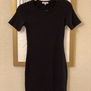 Ribbed, sweater, black body con dress